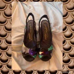 Glittering Irregular Choice platform heels